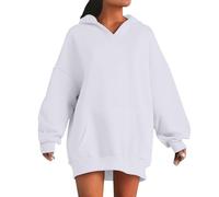 Sudadera para mujer, con capucha ligera, sudadera para mujer, Oversize Long Sweats de manga larga, con capucha, holgada, abrigos versátiles, chaqueta con cuello en V, ropa de color liso, ropa diaria