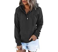 Sudadera para mujer con capucha y cierre - Chaqueta corta para mujer Chic Sudaderas Color sólido Sudadera Casual Sudadera con capucha con cordón Abrigo Versátil Abrigos sueltos Ropa con Botón