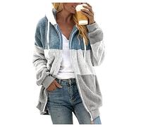 Sudadera para mujer con capucha y cremallera, color liso, ligero, de felpa, cómoda, peluda, cálida, elegante, gruesa y acolchada, abrigo con capucha de forro polar de gran tamaño, gris, 4XL