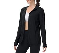 Sudadera para mujer con cremallera personalizada 50 + ropa de verano de punto de hielo cárdigan de manga larga casual chaqueta a prueba de viento chaqueta deportiva chaqueta casual de verano, Negro