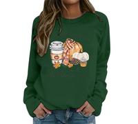 Sudadera para mujer con diseño otoñal - Jersey de manga larga con estampado de calabaza | Parte superior acogedora para la temporada de calabaza, Style_j02 Verde, L