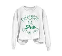 Sudadera para mujer con estampado artístico "Irish Pub", estilo informal, para el día de San Patricio, blanco, L