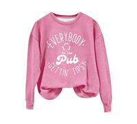 Sudadera para mujer con estampado artístico "Irish Pub", estilo informal, para el día de San Patricio, rosa, XL