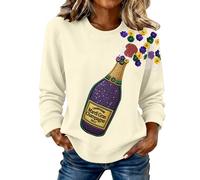 Sudadera para mujer con estampado gráfico de botellas de champán del Reino Unido 2026, de manga larga, suave, cómoda, cuello redondo, elegante, casual, de gran tamaño, para deportes, trajes clásicos