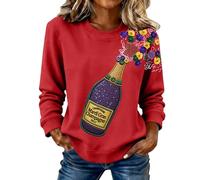 Sudadera para mujer con estampado gráfico de botellas de champán del Reino Unido 2026, de manga larga, suave, cómoda, cuello redondo, elegante, casual, de gran tamaño, para deportes, trajes clásicos