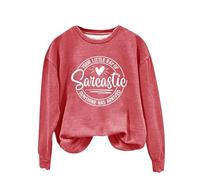 Sudadera para mujer con estampado inglés «Your Little Of Sarcastic Sunshine Has Arrive», cuello redondo, sencilla, retro, sin capucha, lindas sudaderas para mujer, Rojo De La Sandía, 3XL