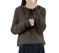 Sudadera para mujer con suéteres de invierno casual de punto con capucha, sudadera de moda, sudadera gruesa, chaqueta de invierno, anime, marrón, XXL