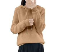 Sudadera para mujer con suéteres de invierno casual de punto con capucha, sudadera de moda, sudadera gruesa, chaqueta de invierno, anime, café, XL