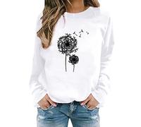 Sudadera para mujer, cuello redondo, suéter de otoño e invierno, jersey de manga larga, elegante, manga larga, parte superior para mujer, estampado informal, sudadera sin capucha, para adolescentes