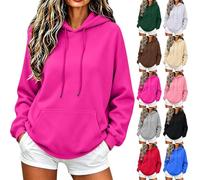 Sudadera para mujer de gran tamaño con capucha, sudadera con capucha rosa, suéter para mujer, elegante y larga, sudadera holgada Y2K, camiseta de manga larga, deportiva, parte superior con bolsillos