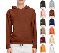 Sudadera para mujer de manga larga con capucha y manga larga, chaqueta para mujer, talla grande, sudaderas, sudaderas, con capucha, cordón de ajuste, abrigo holgado, manga larga, ropa de color liso
