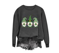 Sudadera para mujer de San Patricio, blusa de trébol de la suerte con diseño de trébol suelto, cuello redondo, manga larga, camiseta de manga larga, jersey de Irlanda, túnica, festival, camiseta,