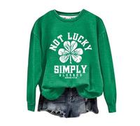 Sudadera para mujer del Día de San Patricio, sudadera divertida con estampado de trébol, día de San Patricio, trébol de la suerte, bandera de Irlanda, Not Lucky Simply Blessed Irish Tops de San