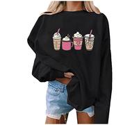 Sudadera para mujer del Reino Unido, sudadera gráfica de otoño a la moda, sin botones, manga larga, casual, suave, holgada, con patrón, camiseta deportiva de gran tamaño, tops clásicos, Negro, XL