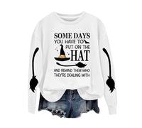 Sudadera para mujer, Halloween, estampado, manga larga, cuello redondo, fantasma, camiseta larga, manga larga, disfraz de carnaval, sin capucha, jersey de manga larga, Blanco, XXL