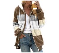 Sudadera para mujer, invierno, cálido, lana, con capucha, para mujer, con cordón de ajuste, para exteriores, manga larga, sudadera, para exterior, otoño, invierno, sudadera, caqui, XL