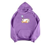 Sudadera para mujer, linda, con diseño de perro, para dormir, manga larga, cómoda y ligera, morado, M