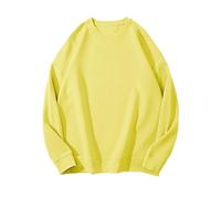 Sudadera para mujer, manga larga, sin capucha, algodón, sudaderas, cuello redondo, abrigo informal, abrigos sueltos, ropa media temporada, ropa diaria, Loungewear Couple Sweat sous Haut, amarillo, XXL