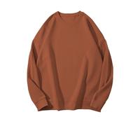 Sudadera para mujer, manga larga, sin capucha, algodón, sudaderas, cuello redondo, abrigo informal, abrigos sueltos, ropa media temporada, ropa diaria, Loungewear Couple Sweat sous Haut, café, XL