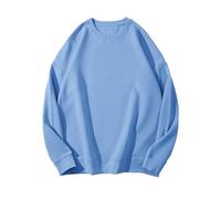 Sudadera para mujer, manga larga, sin capucha, algodón, sudaderas, cuello redondo, abrigo informal, abrigos sueltos, ropa media temporada, ropa diaria, Loungewear Couple Sweat sous Haut, azul, M