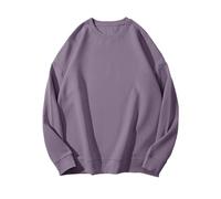 Sudadera para mujer, manga larga, sin capucha, algodón, sudaderas, cuello redondo, abrigo informal, abrigos sueltos, ropa media temporada, ropa diaria, Loungewear Couple Sweat sous Haut, malva, XXL