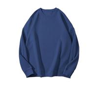 Sudadera para mujer, manga larga, sin capucha, algodón, sudaderas, cuello redondo, abrigo informal, abrigos sueltos, ropa media temporada, ropa diaria, Loungewear Couple Sweat sous Haut, azul oscuro