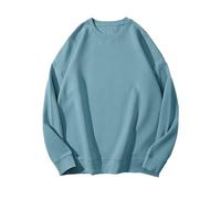 Sudadera para mujer, manga larga, sin capucha, algodón, sudaderas, cuello redondo, abrigo informal, abrigos sueltos, ropa media temporada, ropa diaria, Loungewear Couple Sweat sous Haut, azul claro
