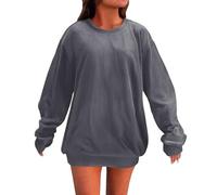 Sudadera para mujer, para otoño e invierno, sin capucha, chaqueta de tiempo libre, chaqueta de pana para la universidad, cuello redondo, jersey de punto, monocolor, holgado, chaqueta de entrenamiento