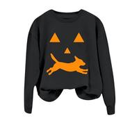 Sudadera para mujer sin capucha con capucha de manga larga y cuello redondo con estampado de Halloween para mujer, Le Noir, XL