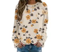 Sudadera para mujer sin capucha con estampado floral y animal, cuello redondo, sudadera con camiseta para mujer, elegante y elegante, sudaderas de primavera, otoño e invierno, manga larga, informal