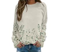 Sudadera para mujer sin capucha con estampado floral y animal, cuello redondo, sudadera con camiseta para mujer, elegante y elegante, sudaderas de primavera, otoño e invierno, manga larga, informal