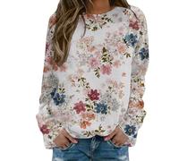 Sudadera para mujer sin capucha con estampado floral y animal, cuello redondo, sudadera con camiseta para mujer, elegante y elegante, sudaderas de primavera, otoño e invierno, manga larga, informal