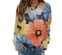 Sudadera para mujer sin capucha con estampado floral y animal, cuello redondo, sudadera con camiseta para mujer, elegante y elegante, sudaderas de primavera, otoño e invierno, manga larga, informal
