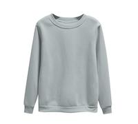 Sudadera para mujer sin capucha de algodón, jersey de otoño, monocolor, chaqueta de ocio, cuello redondo, sudadera básica, chaqueta holgada, chaqueta ligera para exteriores, cómoda camiseta larga, Gy1