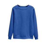 Sudadera para mujer sin capucha de algodón, jersey de otoño, monocolor, chaqueta de ocio, cuello redondo, sudadera básica, chaqueta holgada, chaqueta ligera para exteriores, cómoda camiseta larga, Bu2