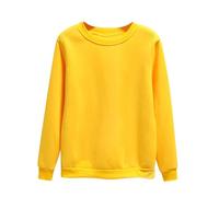 Sudadera para mujer sin capucha de algodón, jersey de otoño, monocolor, chaqueta de ocio, cuello redondo, sudadera básica, chaqueta holgada, chaqueta ligera para exteriores, cómoda camiseta larga