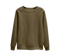 Sudadera para mujer sin capucha de algodón, sudadera corta con cuello redondo y sudaderas casuales Abrigo ligero abrigos gran tamaño ropa color sólido Loungewear manga larga camiseta diaria, Gn3