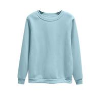 Sudadera para mujer sin capucha de algodón, sudadera corta con cuello redondo y sudaderas casuales Abrigo ligero abrigos gran tamaño ropa color sólido Loungewear manga larga camiseta diaria