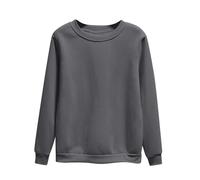 Sudadera para mujer sin capucha de algodón, sudadera corta con cuello redondo y sudaderas casuales Abrigo ligero abrigos gran tamaño ropa color sólido Loungewear manga larga camiseta diaria, Gy2, XXL