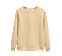 Sudadera para mujer sin capucha de algodón, sudadera corta con cuello redondo y sudaderas casuales Abrigo ligero abrigos gran tamaño ropa color sólido Loungewear manga larga camiseta diaria, a, M