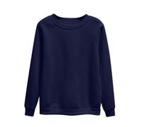 Sudadera para mujer sin capucha de algodón, sudadera corta con cuello redondo y sudaderas casuales Abrigo ligero abrigos gran tamaño ropa color sólido Loungewear manga larga camiseta diaria, azul