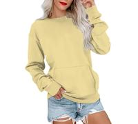 Sudadera para mujer, sin capucha, elegante, elegante, cálido, manga larga, color liso, sudadera para una comodidad diaria y sudadera para primavera, otoño con estilo, tendencia suéteres Confy Tops