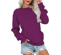 Sudadera para mujer, sin capucha, elegante, elegante, cálido, manga larga, color liso, sudadera para una comodidad diaria y sudadera para primavera, otoño con estilo, tendencia suéteres Confy Tops