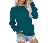 Sudadera para mujer, sin capucha, elegante, elegante, cálido, manga larga, color liso, sudadera para una comodidad diaria y sudadera para primavera, otoño con estilo, tendencia suéteres Confy Tops