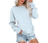 Sudadera para mujer, sin capucha, elegante, elegante, cálido, manga larga, color liso, sudadera para una comodidad diaria y sudadera para primavera, otoño con estilo, tendencia suéteres Confy Tops