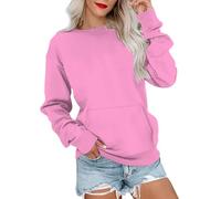 Sudadera para mujer, sin capucha, elegante, elegante, cálido, manga larga, color liso, sudadera para una comodidad diaria y sudadera para primavera, otoño con estilo, tendencia suéteres Confy Tops