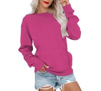Sudadera para mujer, sin capucha, elegante, elegante, cálido, manga larga, color liso, sudadera para una comodidad diaria y sudadera para primavera, otoño con estilo, tendencia suéteres Confy Tops