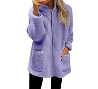 Sudadera para mujer sin capucha - Sudadera para mujer, con cremallera, tops de forro polar alto, color puro, manga larga, sudadera chic Coat al aire libre, tops con dos bolsillos, abrigo, juventud