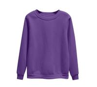 Sudadera para mujer sin capucha, suéter de manga larga de manga larga, cómoda, monocolor, cuello redondo, parte superior, corte ajustado, camiseta deportiva, tiempo libre, jersey largo, ligero y fino