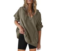 Sudadera para mujer, tallas grandes, sudaderas con capucha para mujer, algodón, cuello en V, chaqueta de punto a rayas, chaqueta casual con cordón, sudadera monocolor, chaqueta universitaria, top